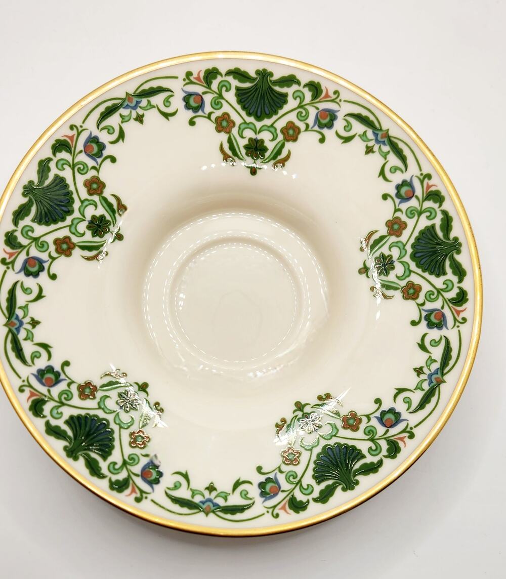 Vintage Lenox Radiance Collection Green Floral Footed Pillar Candle Holder USA